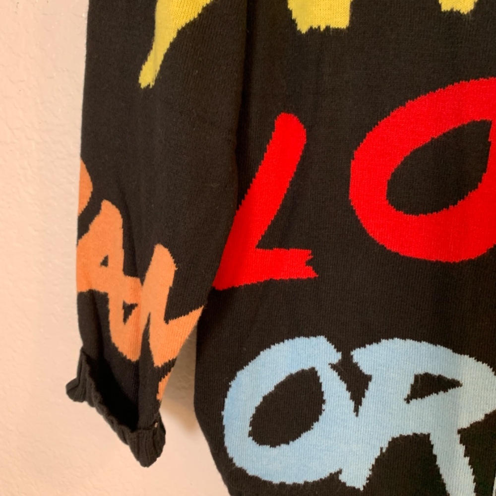 Peace Love World Cardigan Sweater XXS NWOT Black Love Theme Snaps Cozy Artsy - Picture 7 of 15